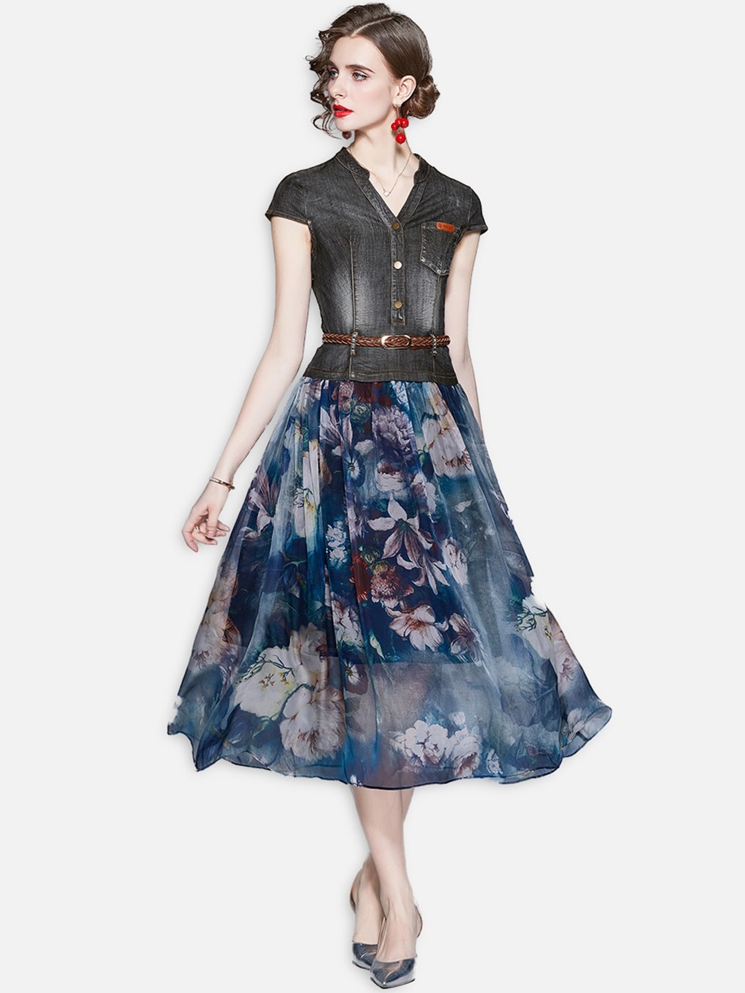 

JC Collection Black Floral Midi Dress