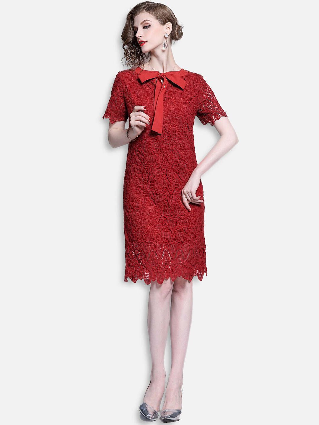 

JC Collection Red A-Line Dress