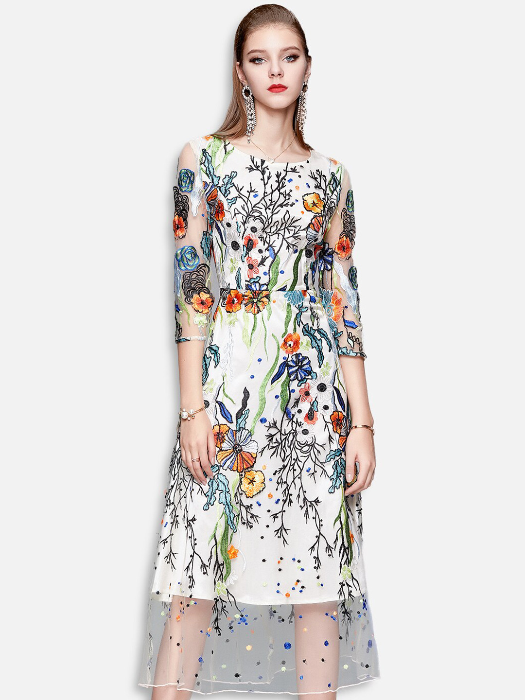 

JC Collection Multicoloured Floral A-Line Midi Dress, Multi