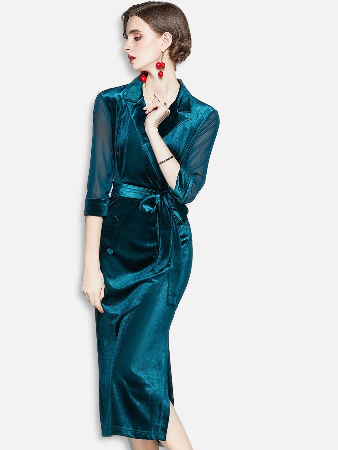 

JC Collection Teal Shirt Midi Dress