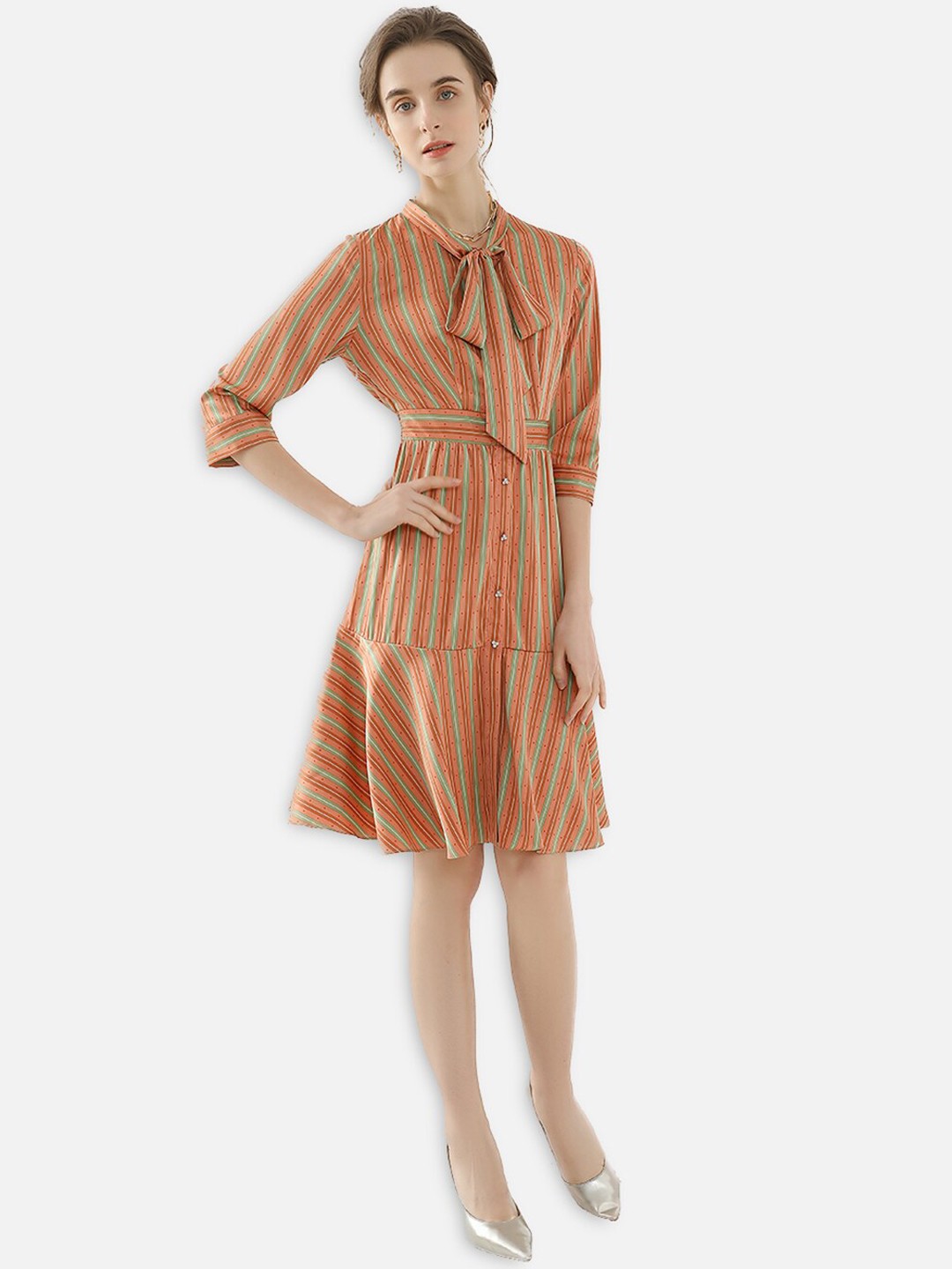 

JC Collection Orange Striped Dress