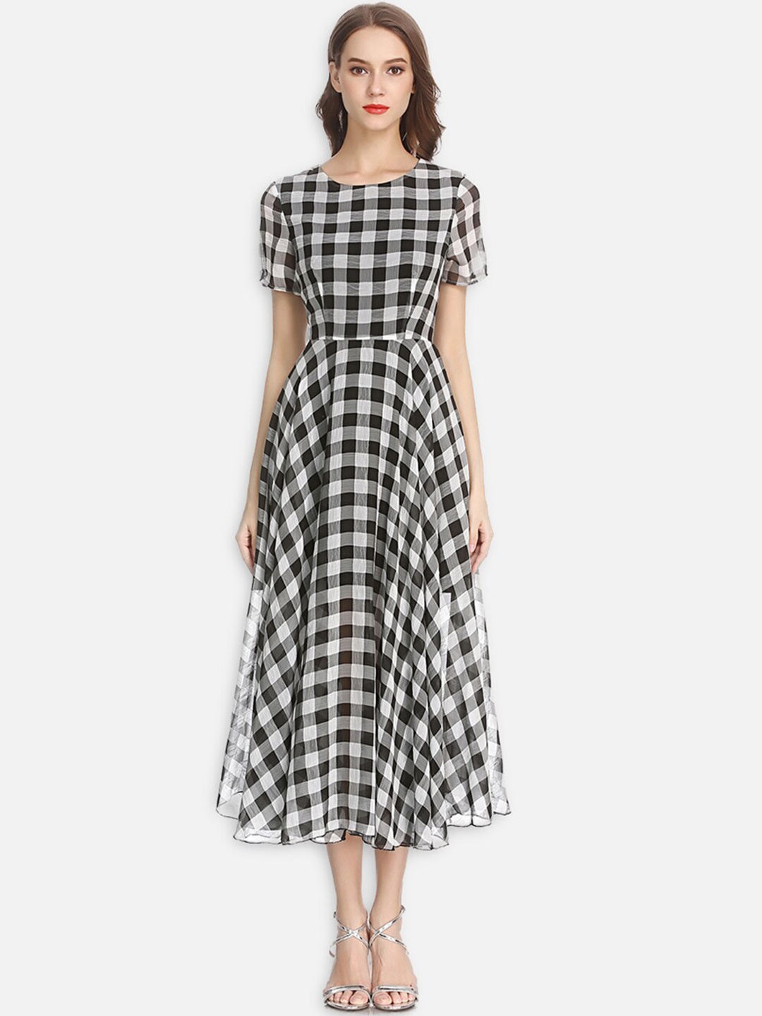 

JC Collection Black Checked Midi Dress