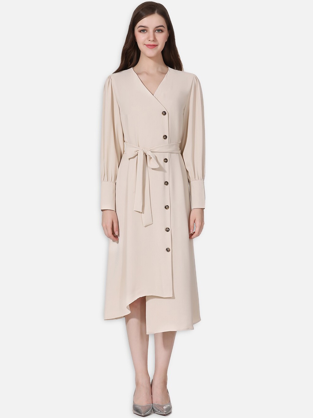 

JC Collection Beige A-Line Midi Dress