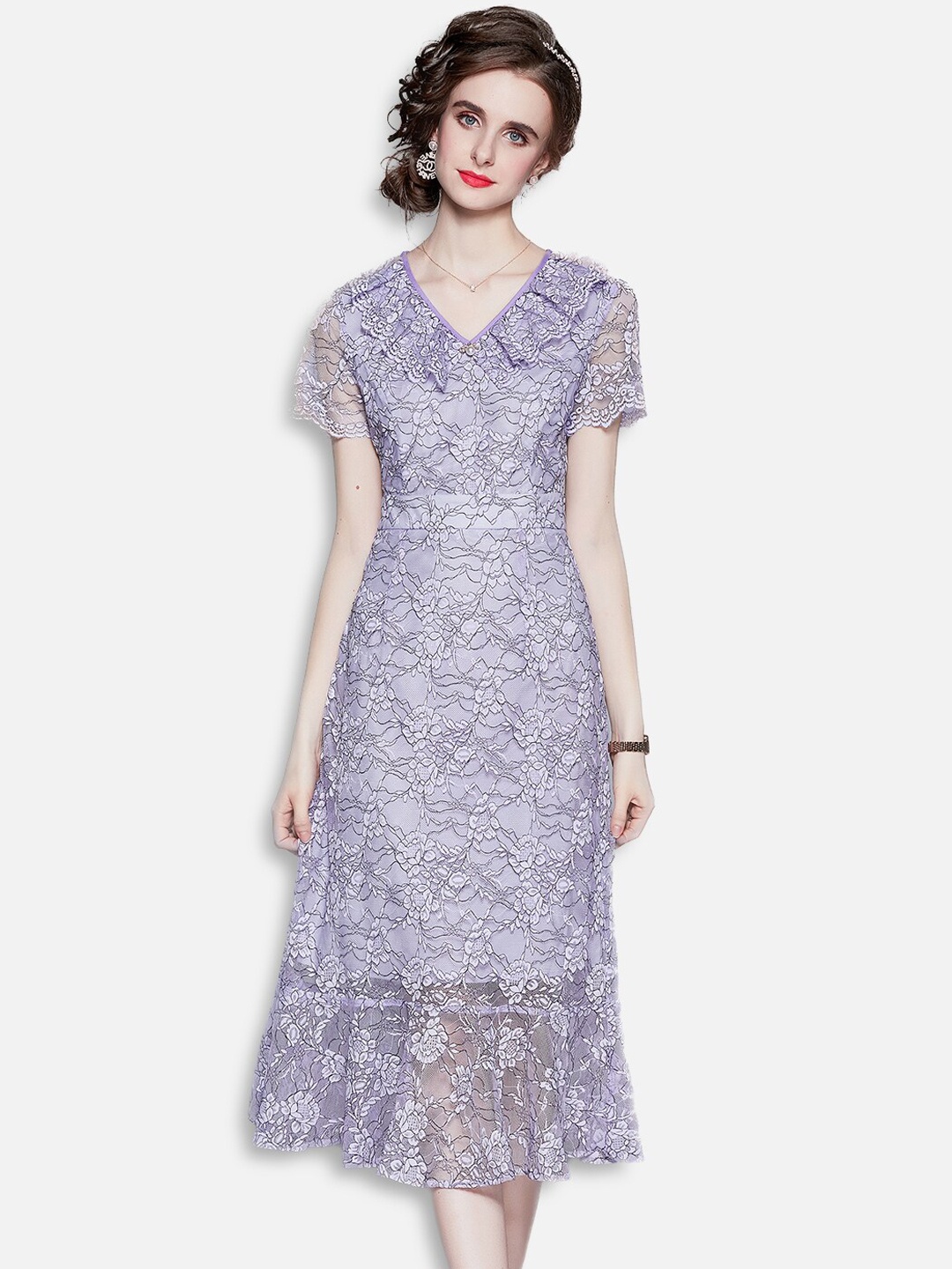 

JC Collection Purple Sheath Midi Dress