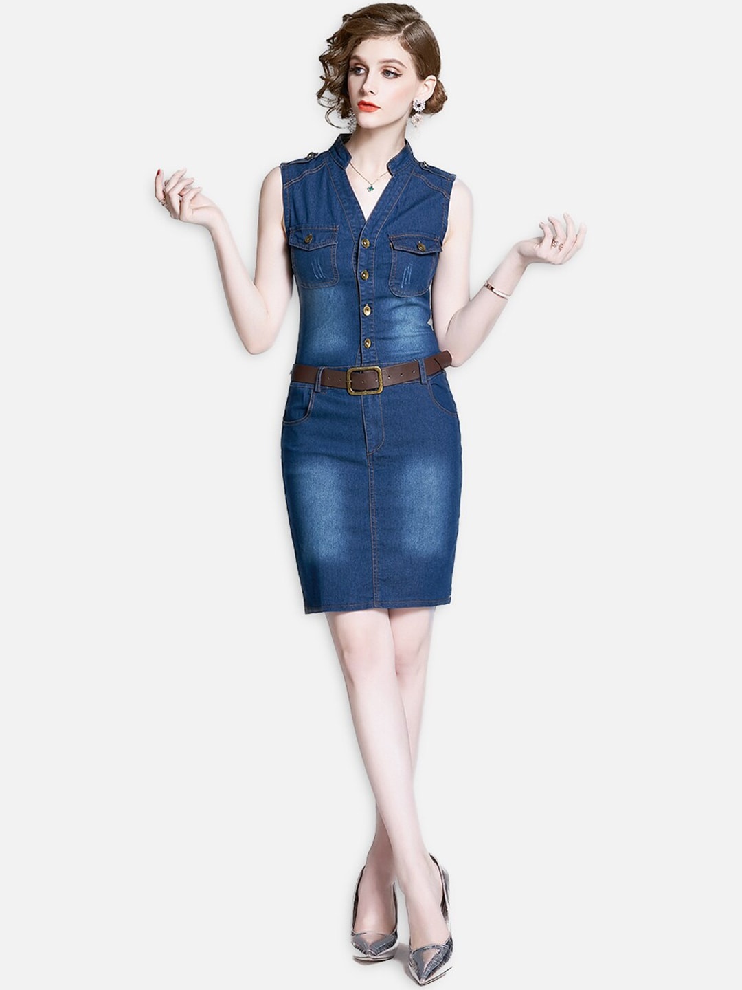 JC Collection Navy Blue Sheath Dress