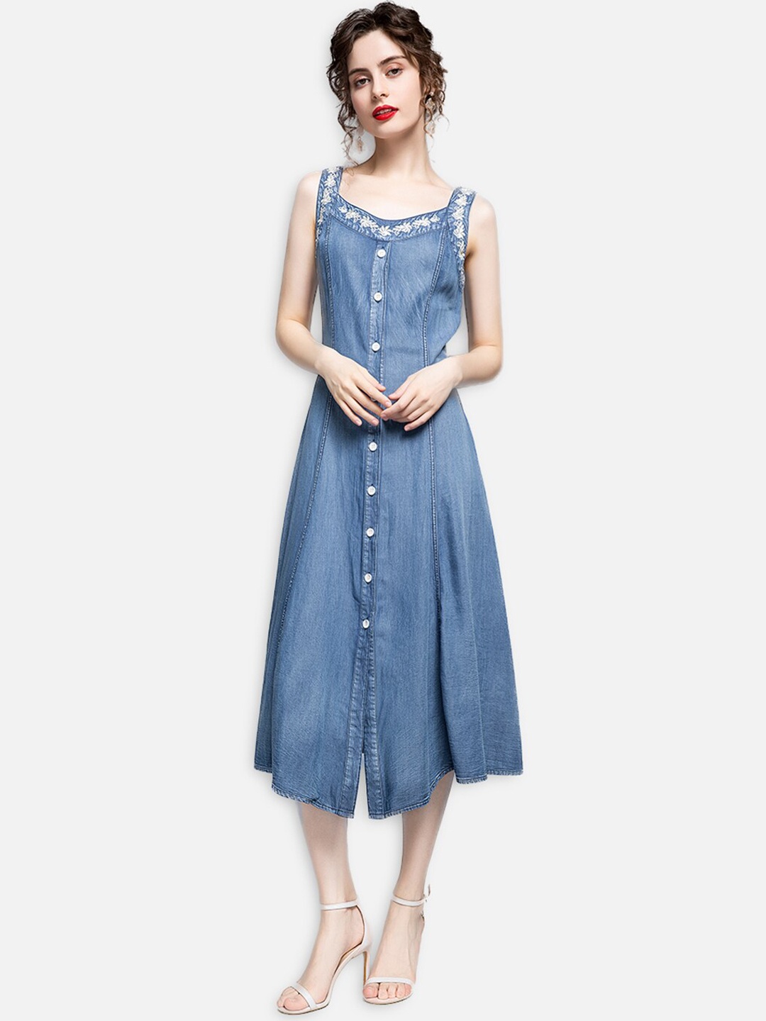 

JC Collection Blue A-Line Midi Dress