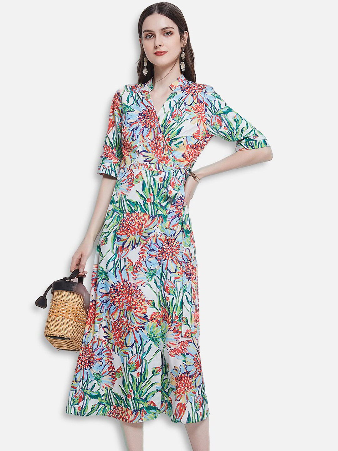 

JC Collection Multicoloured Floral A-Line Midi Dress, Multi
