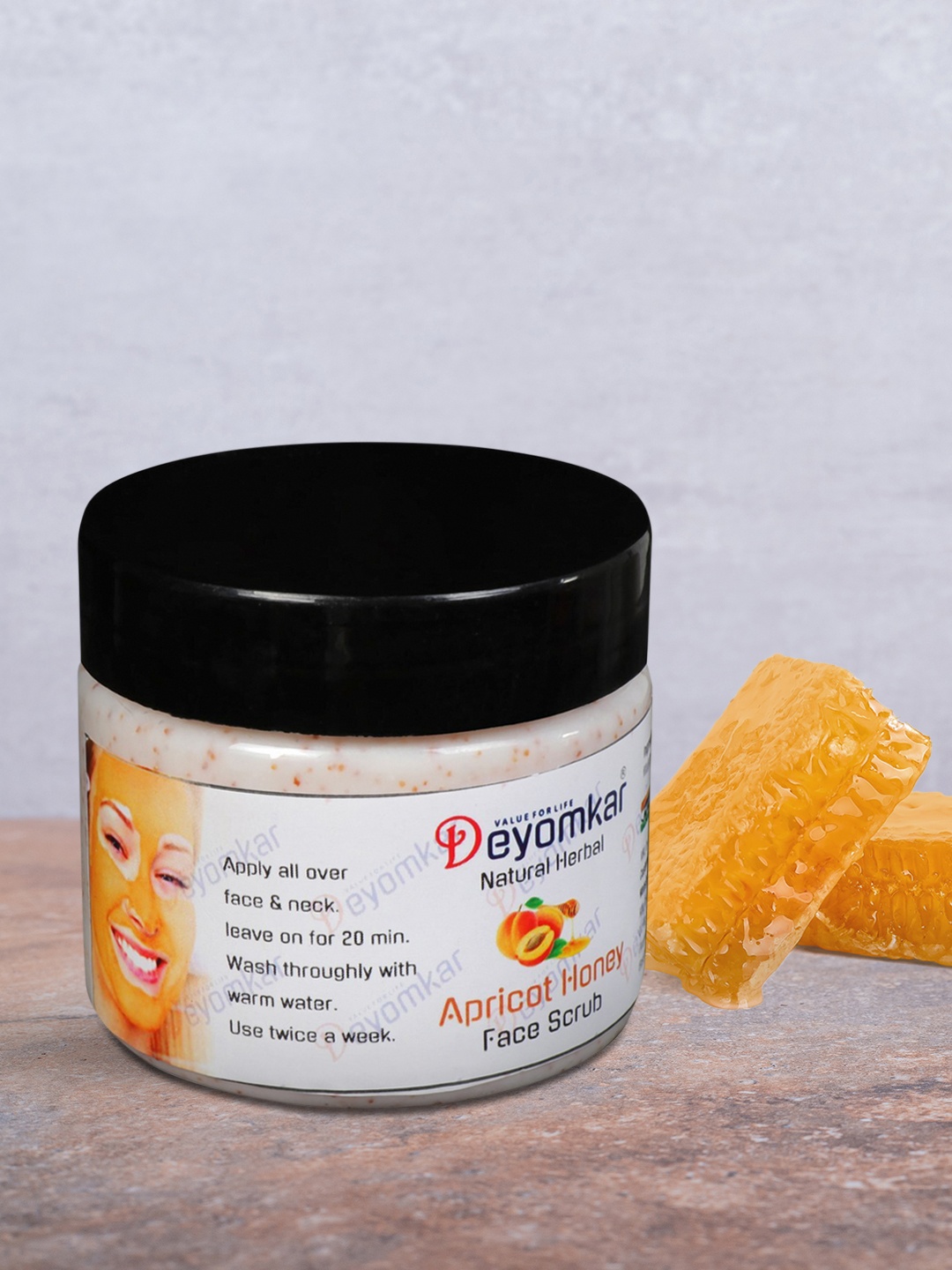 

Deyomkar Natural Herbal Apricot Honey Scrub For Glowing Skin, Brown