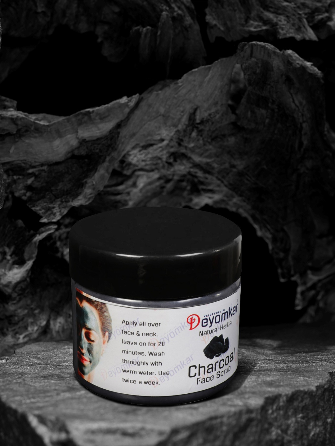 

Deyomkar Natural Herbal Charcoal Face Scrub, Black