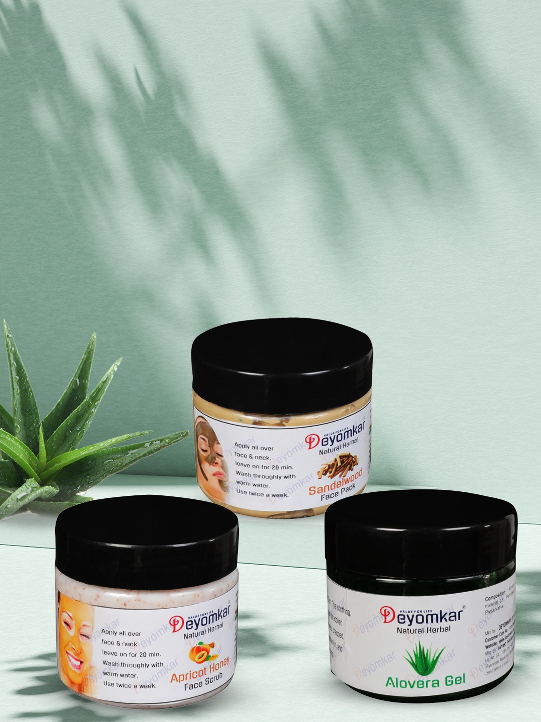 

Deyomkar Set of 4 Natural Herbal Facial Kit, Brown