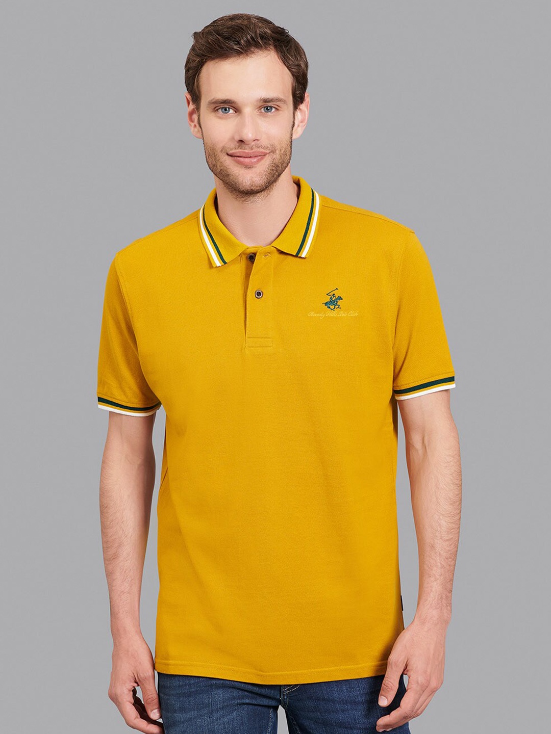 

Beverly Hills Polo Club Men Yellow Polo Collar T-shirt