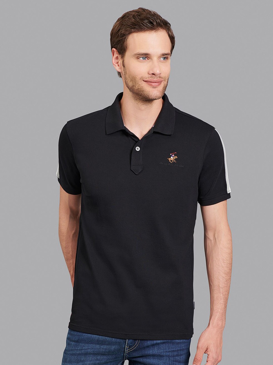 

Beverly Hills Polo Club Men Black Polo Collar T-shirt