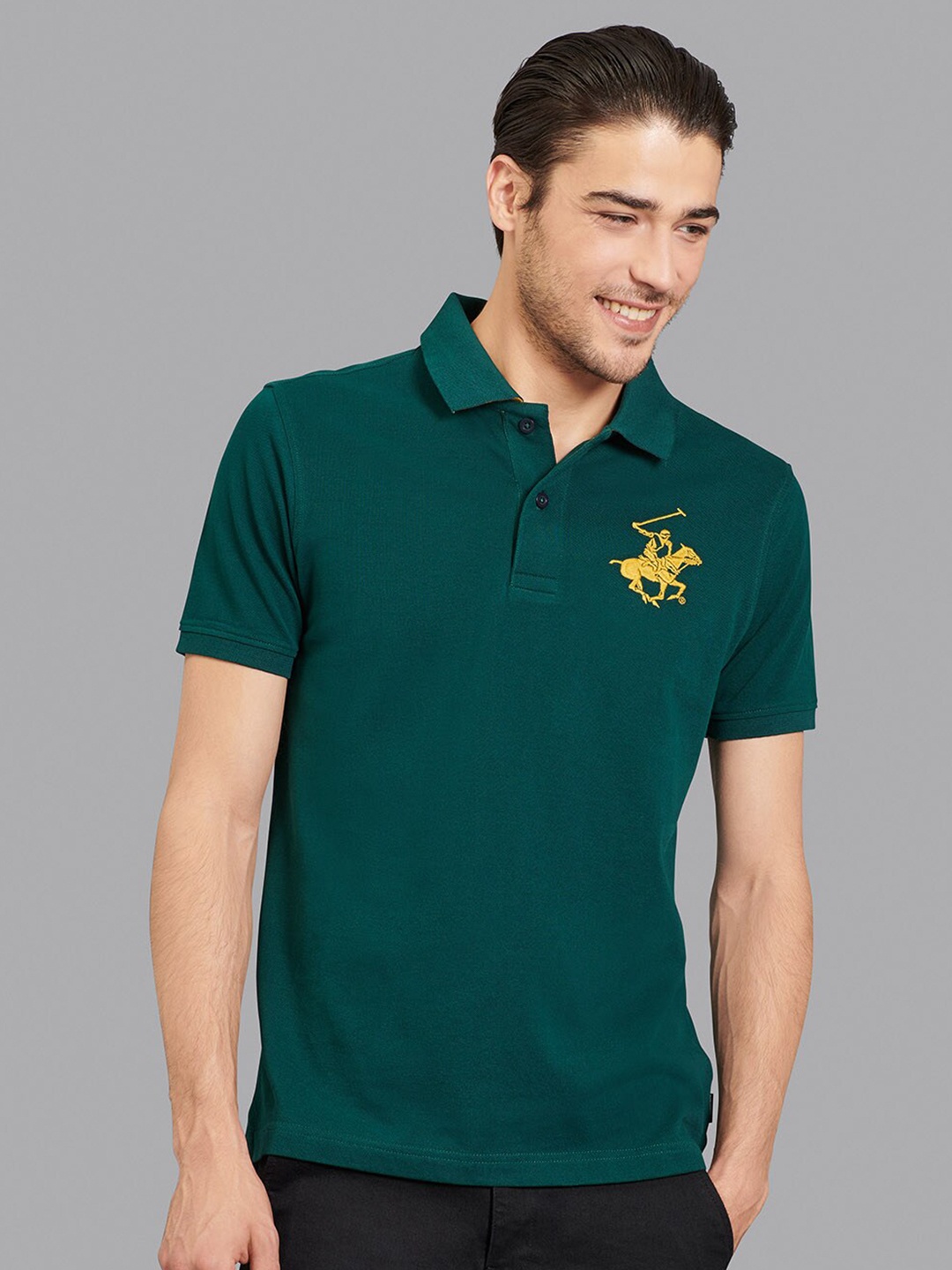 

Beverly Hills Polo Club Men Green Polo Collar T-shirt