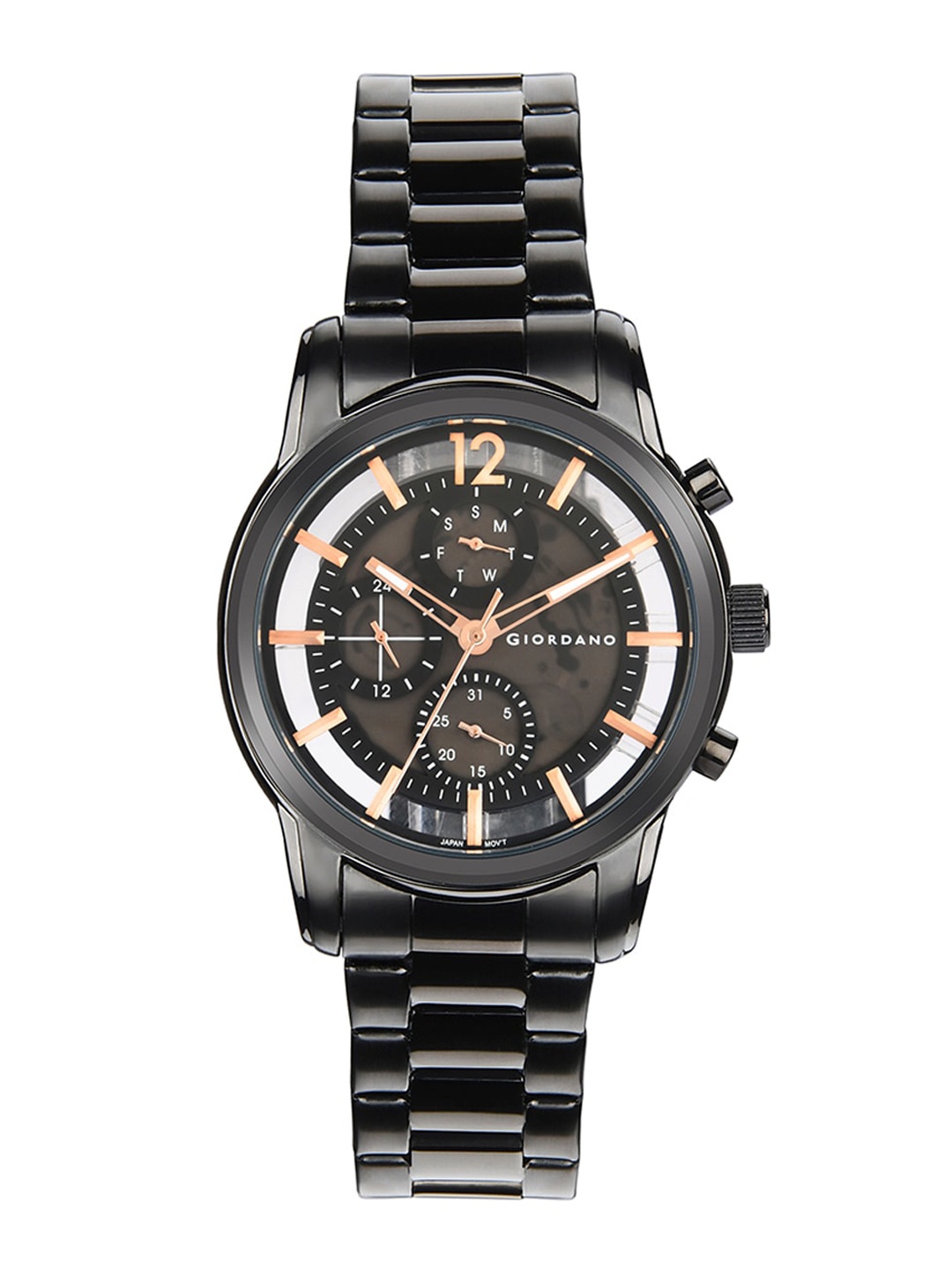 

GIORDANO Men Black Skeleton Dial & Black Straps Analogue Watch - GD-1023-11-Black