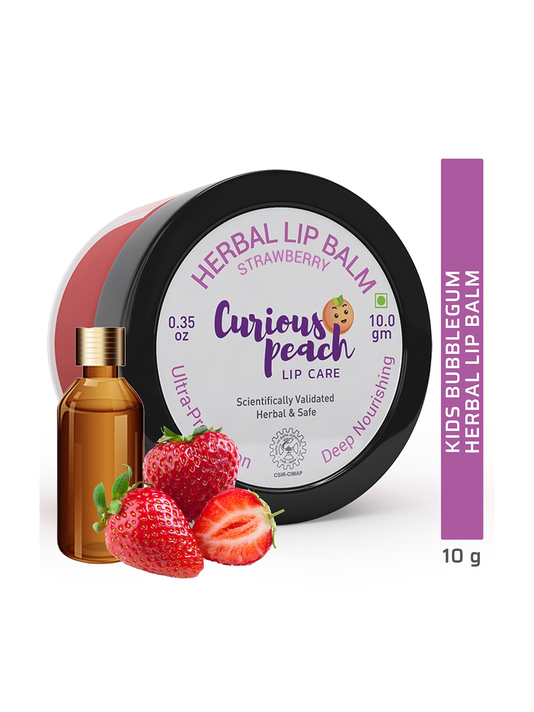 

Curious Peach Herbal Strawberry Lip Balm, Red