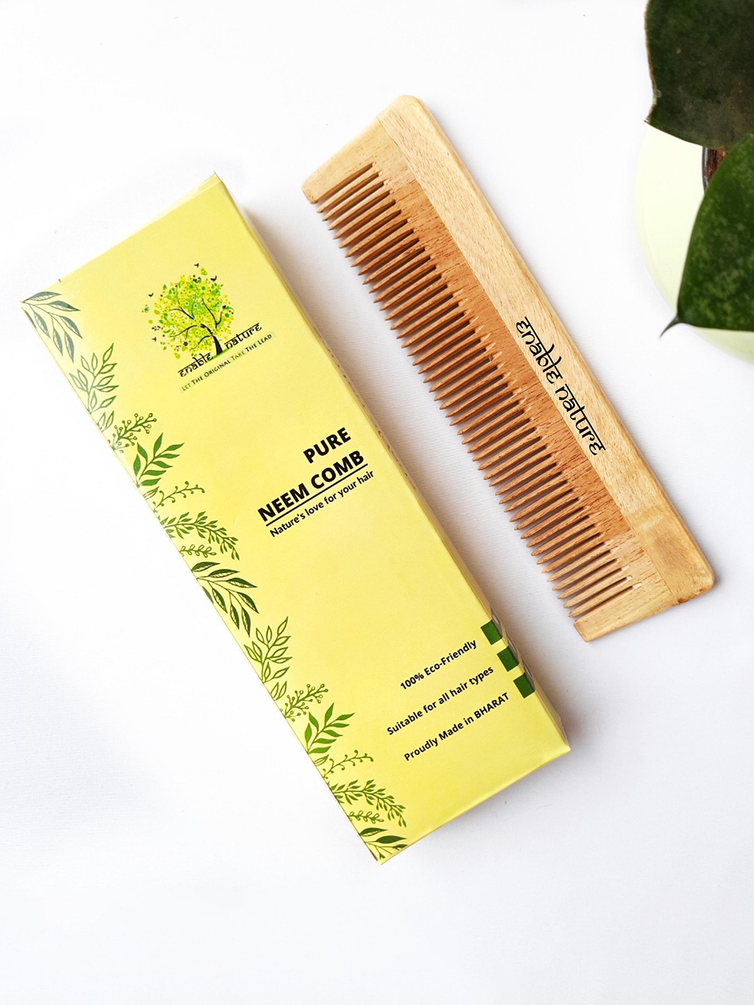 

Enable Nature Neem Wood Comb-Single Teeth, Brown