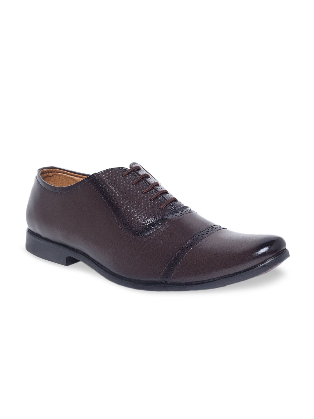 

MUTAQINOTI Men Brown Solid Formal Oxfords