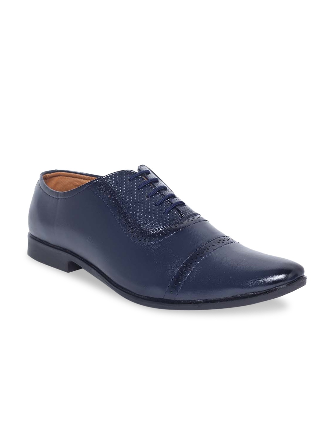 

MUTAQINOTI Men Blue Solid Formal Oxfords