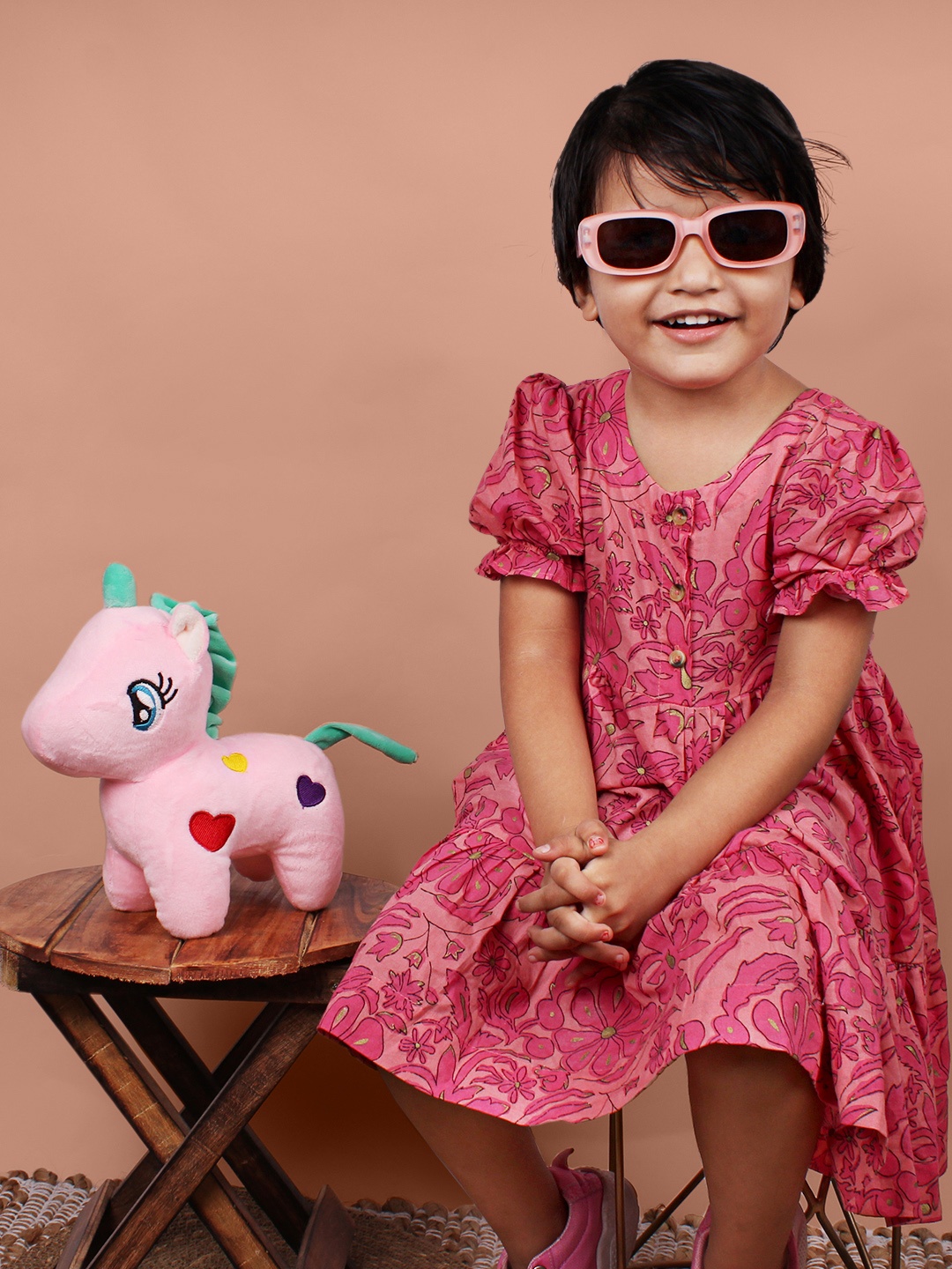 DukieKooky Kids Pink & Turquoise Blue Unicorn Soft Toy