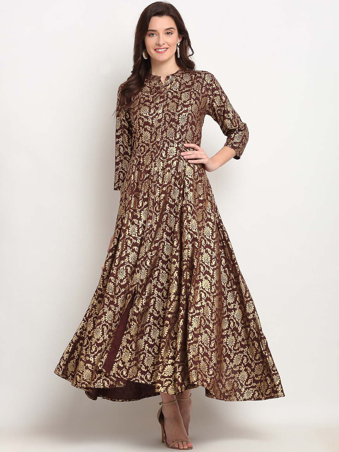 

Lovely Lady Brown Floral Maxi Dress