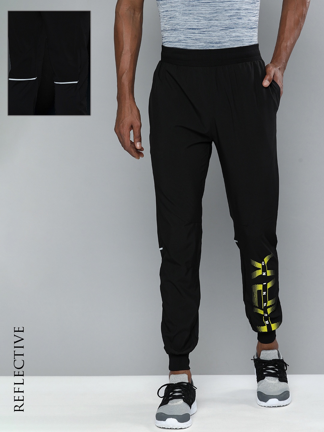 

HRX By Hrithik Roshan Running Men Jet Black Rapid-Dry Brand Carrier Track Pants