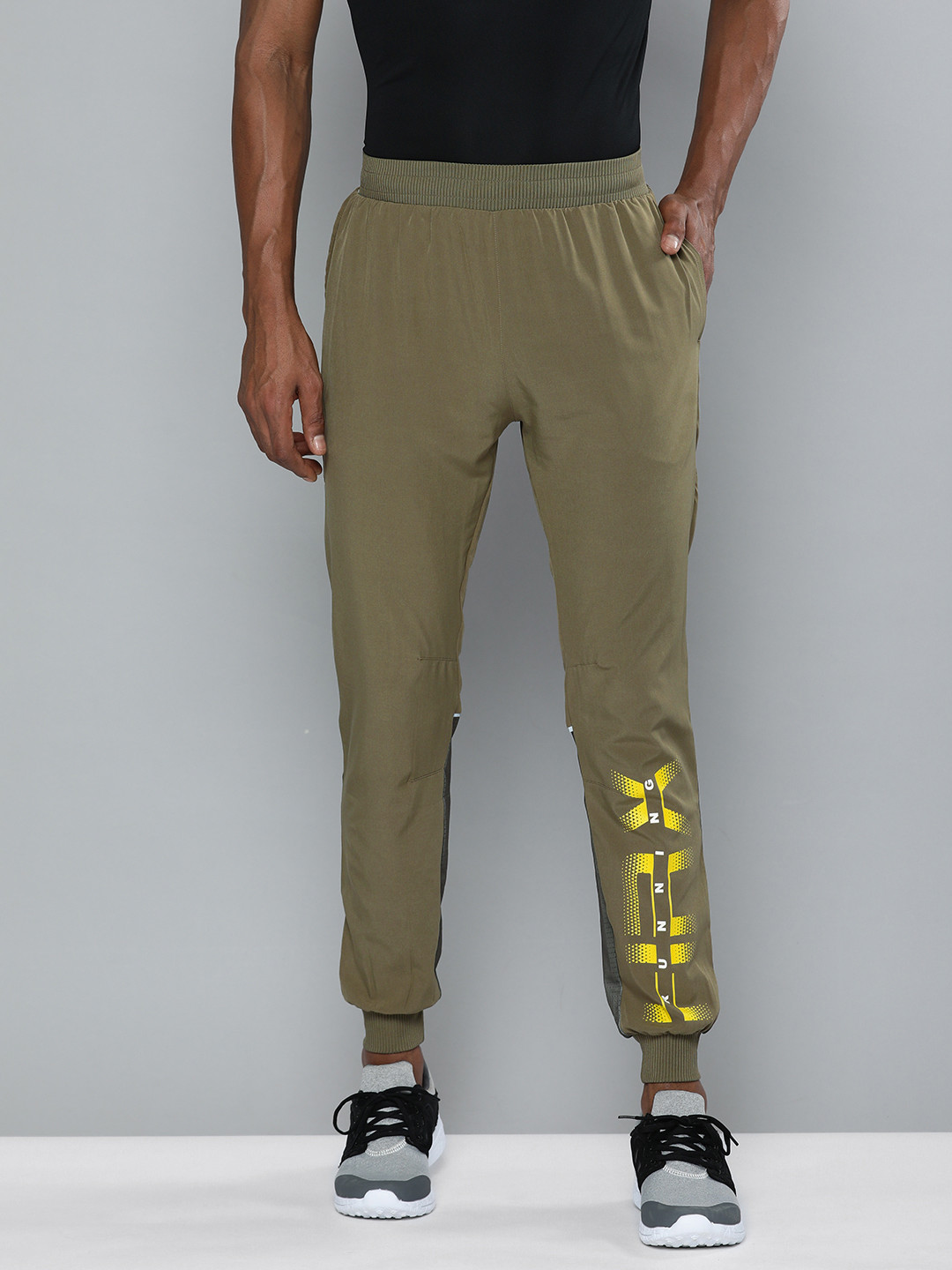 

HRX By Hrithik Roshan Running Men Burnt Olive Rapid-Dry Brand Carrier Track Pants
