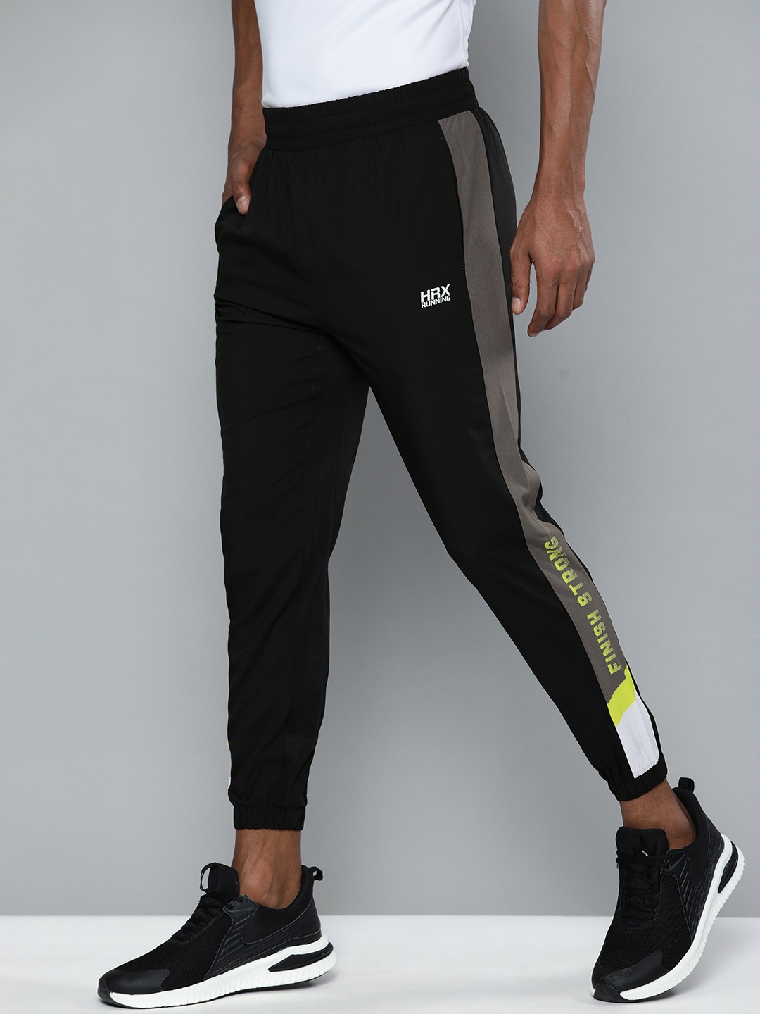 

HRX By Hrithik Roshan Running Men Jet Black Rapid-Dry Printed Track Pants