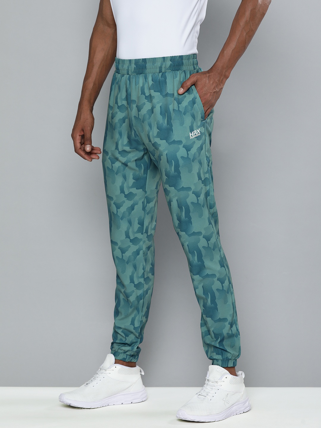

HRX By Hrithik Roshan Running Men Jet Black Camouflage Track Pants, Teal