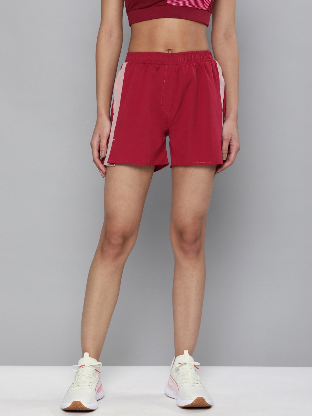 

HRX By Hrithik Roshan Women Magenta & Peach Rapid-Dry colourblock Sports Shorts