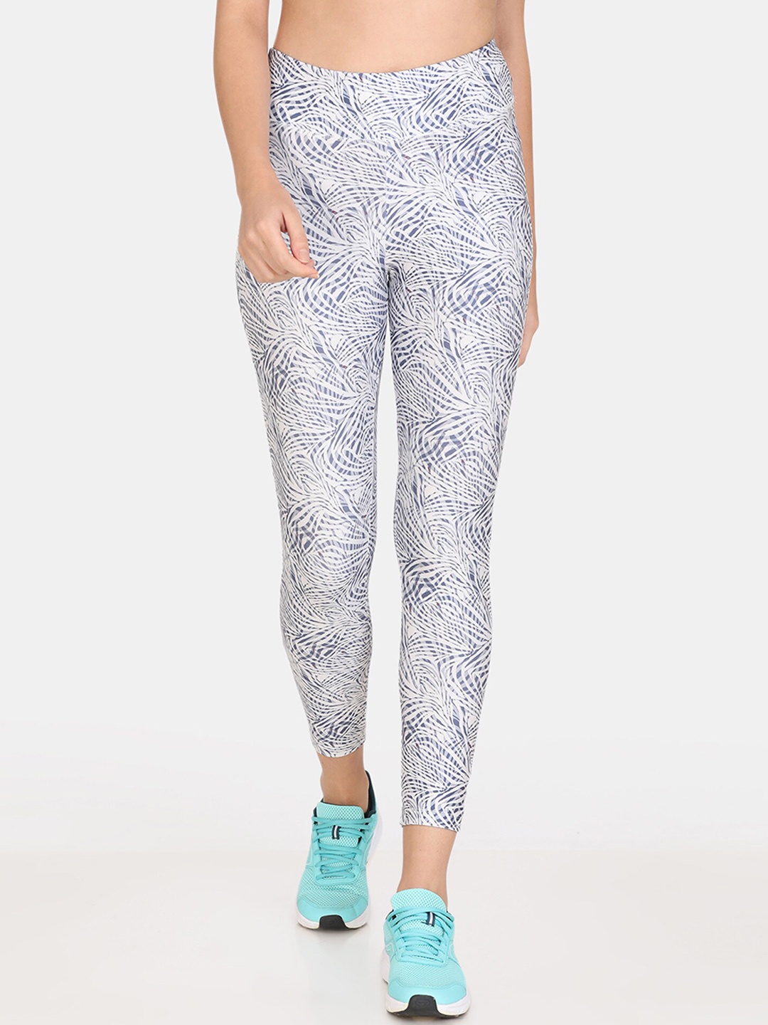 

Zelocity by Zivame Women Blue & White Printed Tights