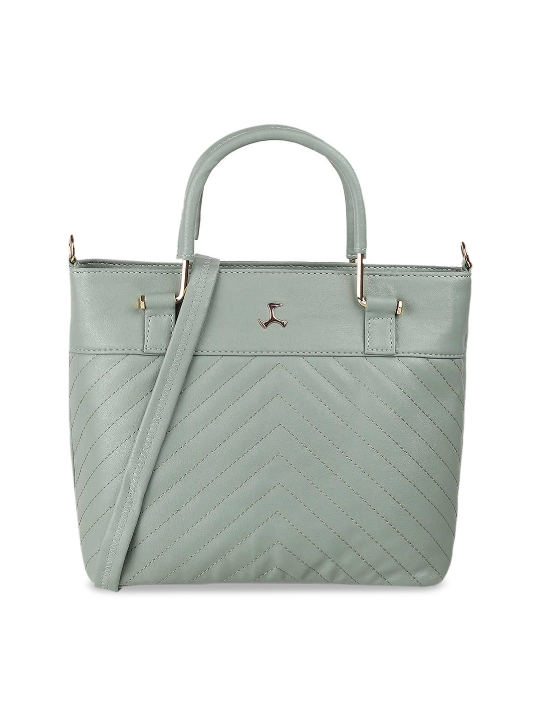 

Mochi Green Textured PU Structured Handheld Bag with Quilted