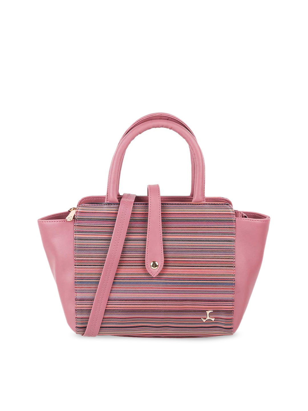 

Mochi Pink Striped PU Structured Handheld Bag