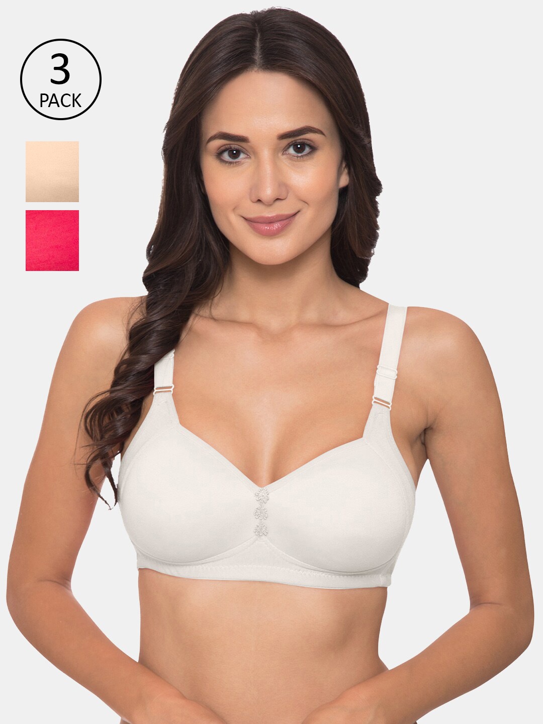 

KOMLI Pack Of 3 Minimizer Bras Lightly Padded, Off white