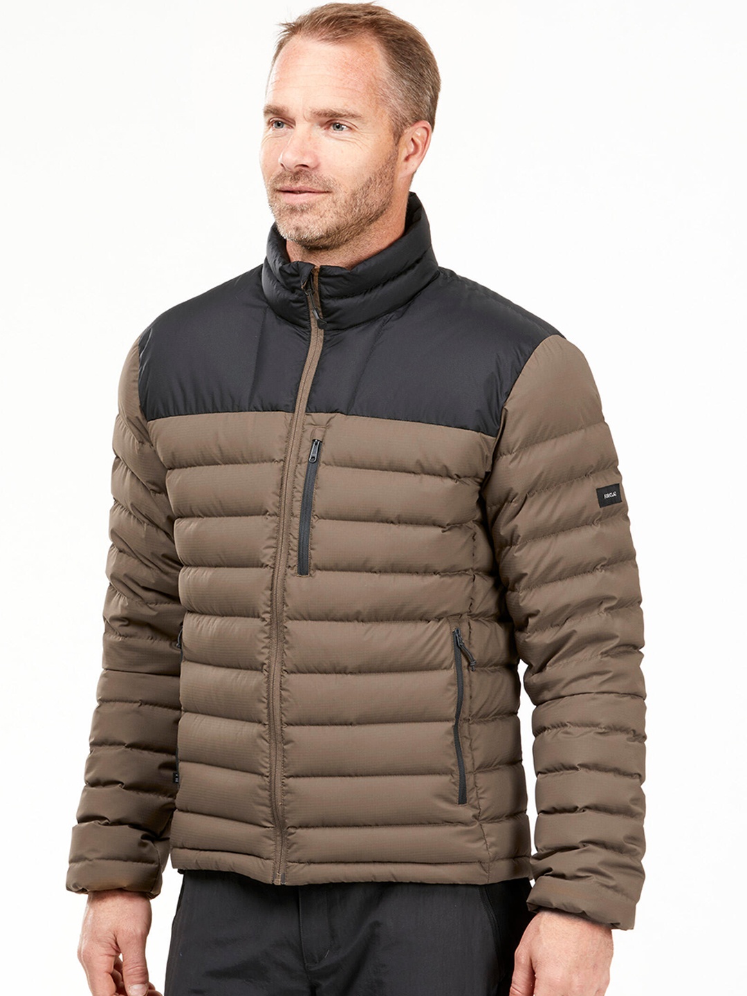 

FORCLAZ By Decathlon Men Brown & Black Outdoor Hiking and Trekking Puffer Jacket