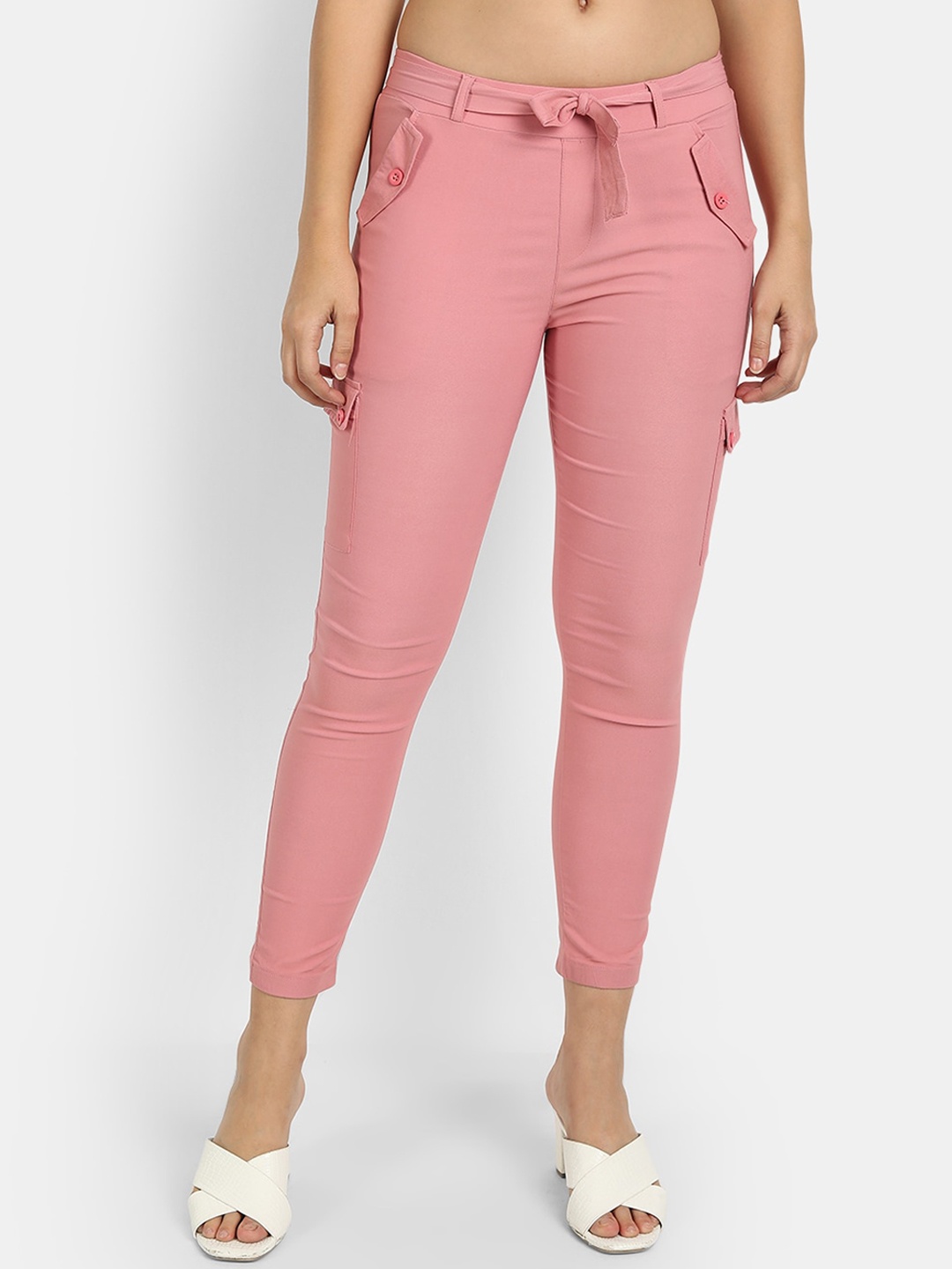 

BROADSTAR Women Pink Skinny Fit High-Rise Trousers