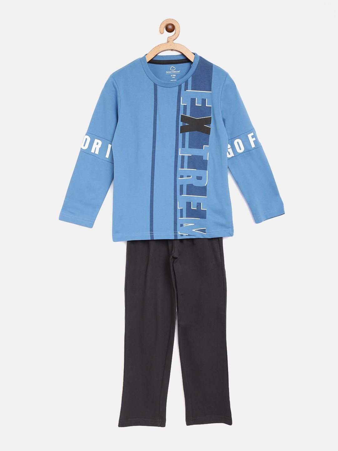 

Sweet Dreams Boys Blue & Charcoal Grey Typography Print Pyjamas Set