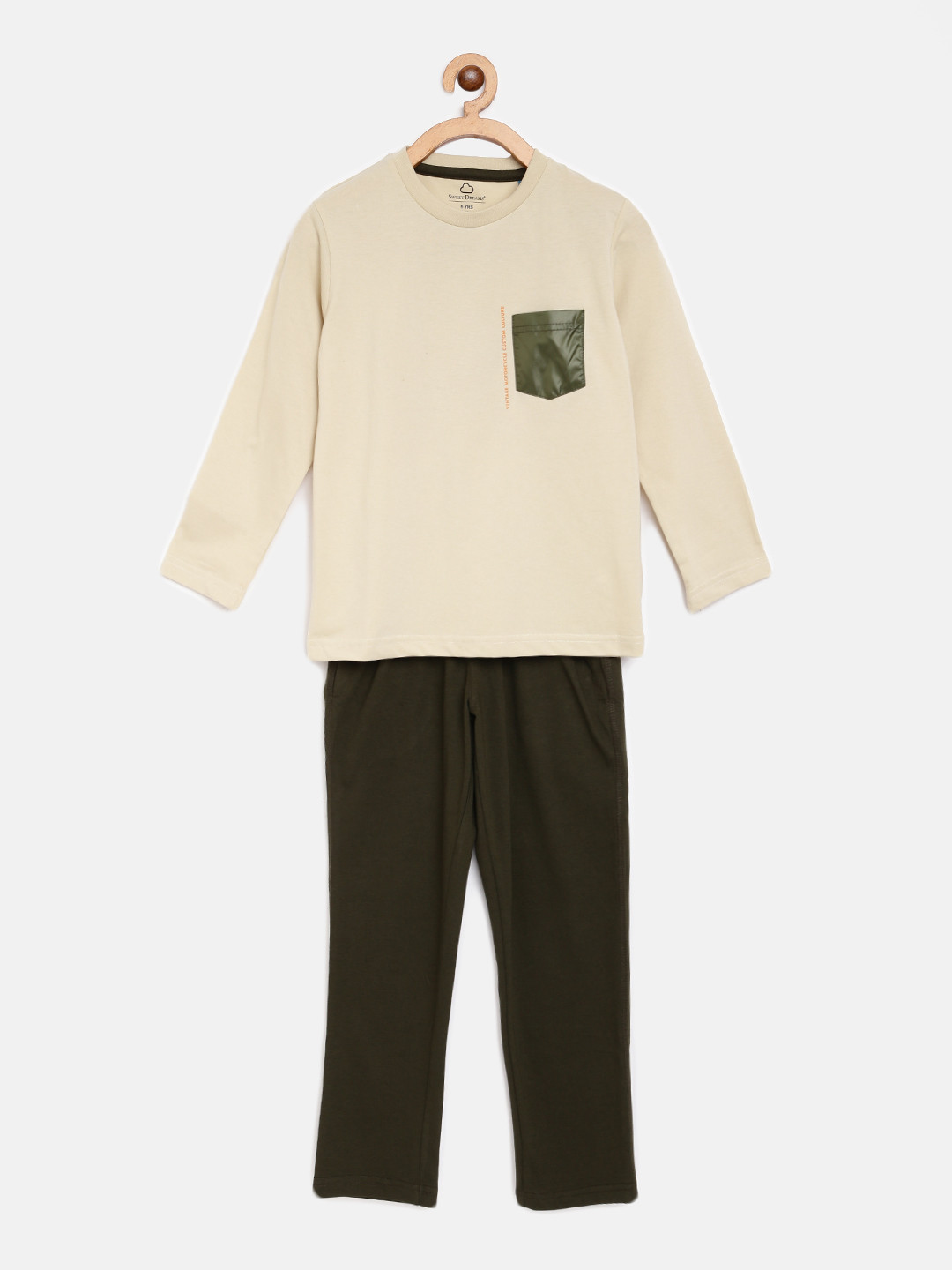 

Sweet Dreams Boys Beige & Olive Green Printed Pyjamas Set