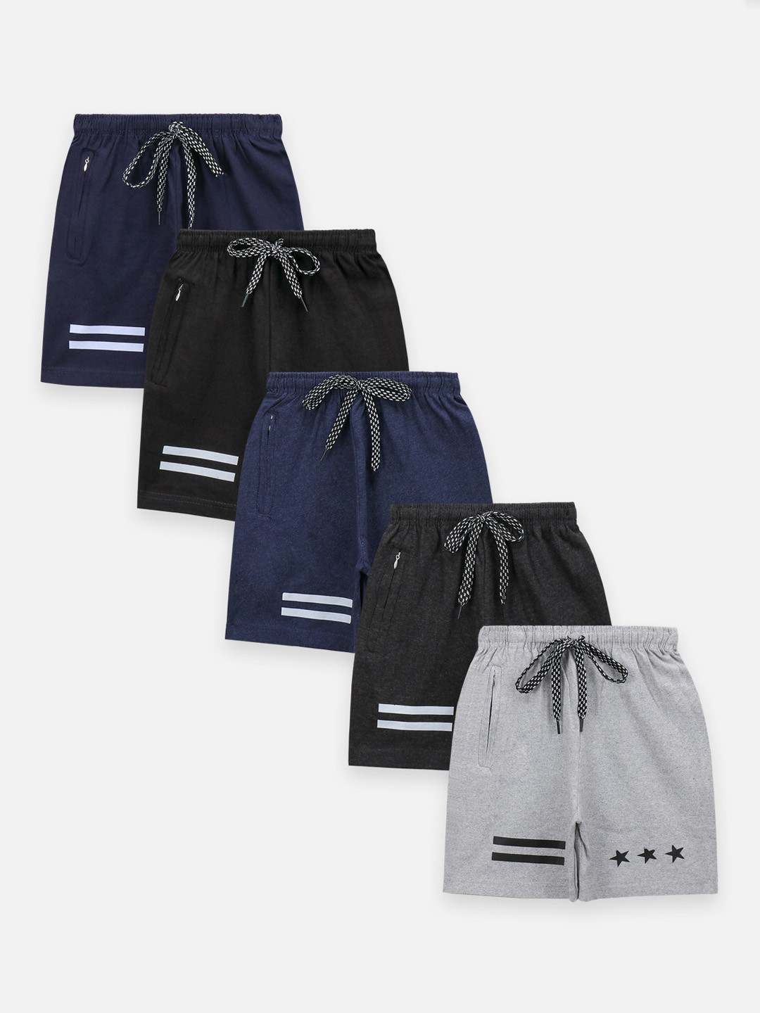 

LilPicks Boys Multicoloured Pack of 5 Printed Regular Shorts, Multi