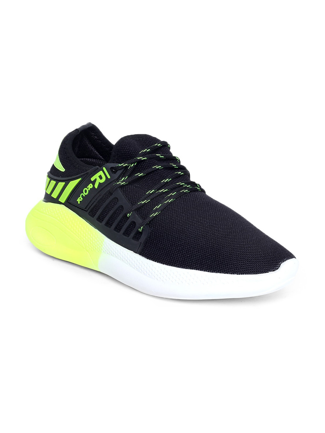 

MUTAQINOTI Men Black Woven Design Sneakers