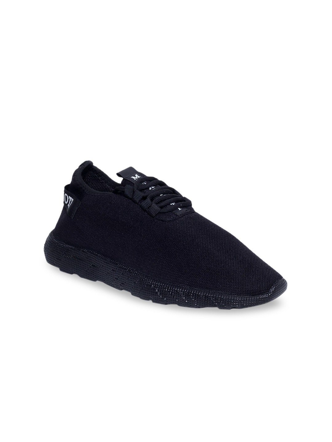 

MUTAQINOTI Men Black Woven Design Sneakers