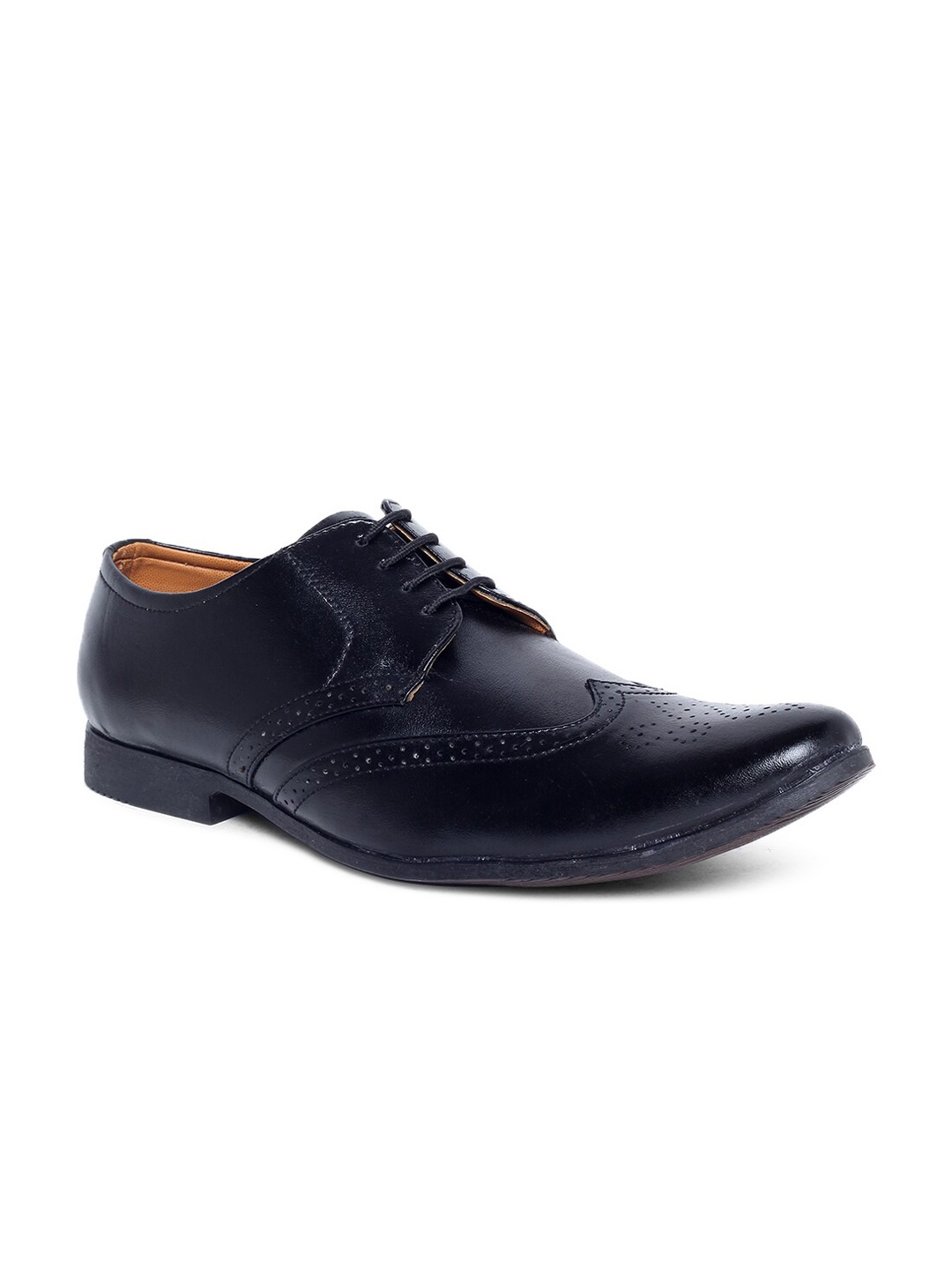 

MUTAQINOTI Men Black Textured Formal Oxfords