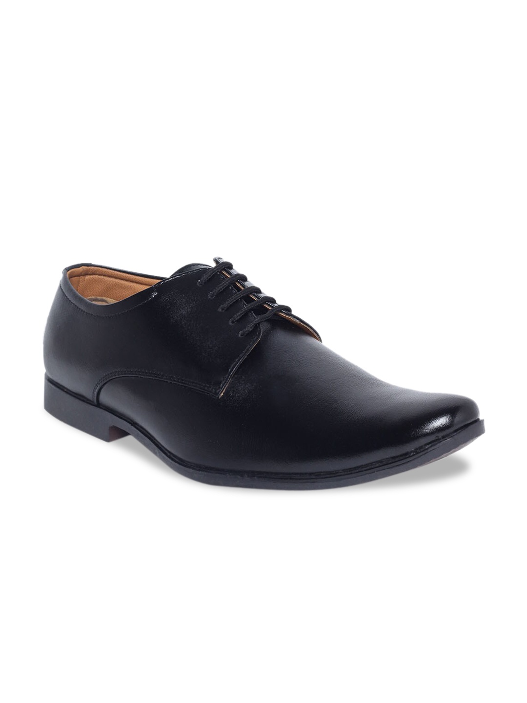

MUTAQINOTI Men Black Solid Formal Oxfords