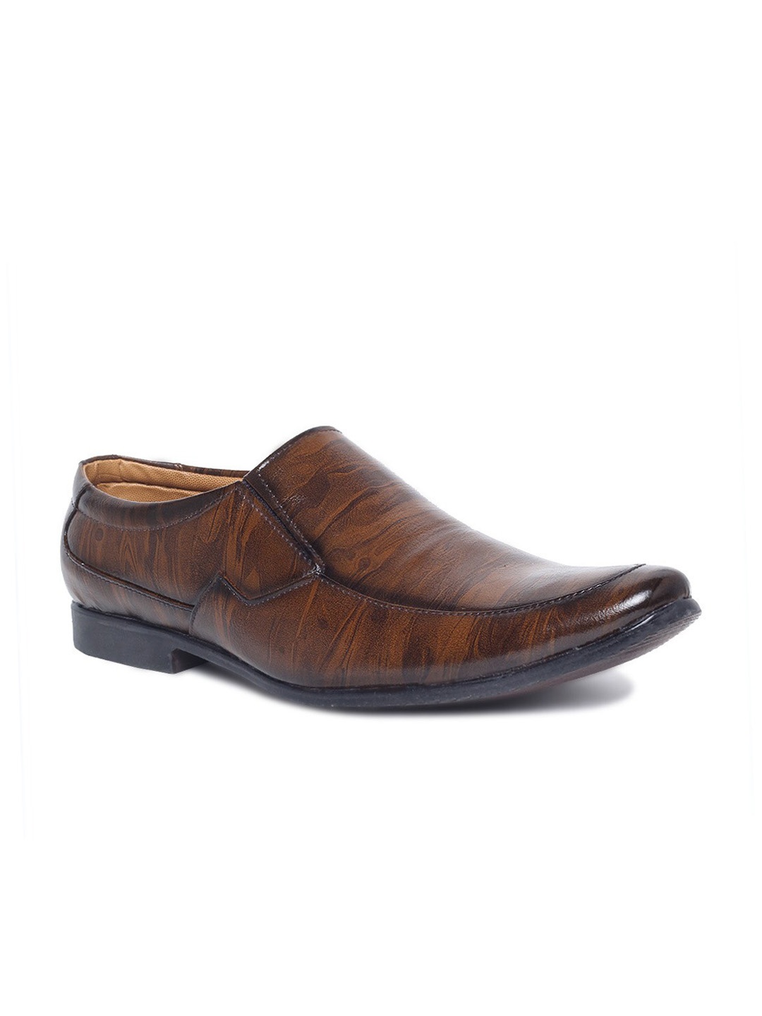 

MUTAQINOTI Men Brown Patterned Slip On Formal Shoes