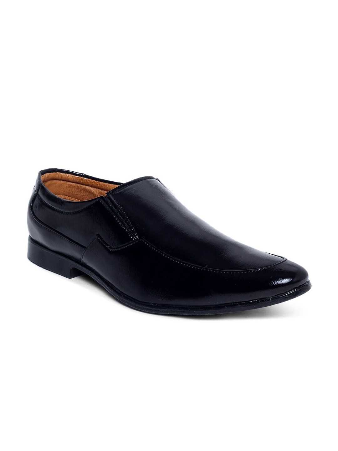 

MUTAQINOTI Men Black Solid Slip On Formal Shoes