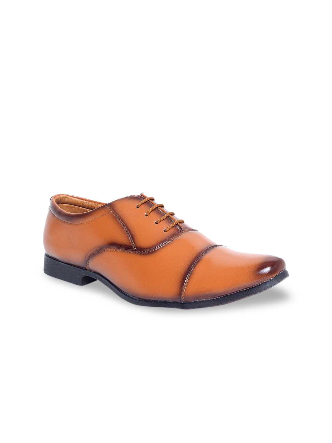 

MUTAQINOTI Men Tan Brown Solid Formal Oxford