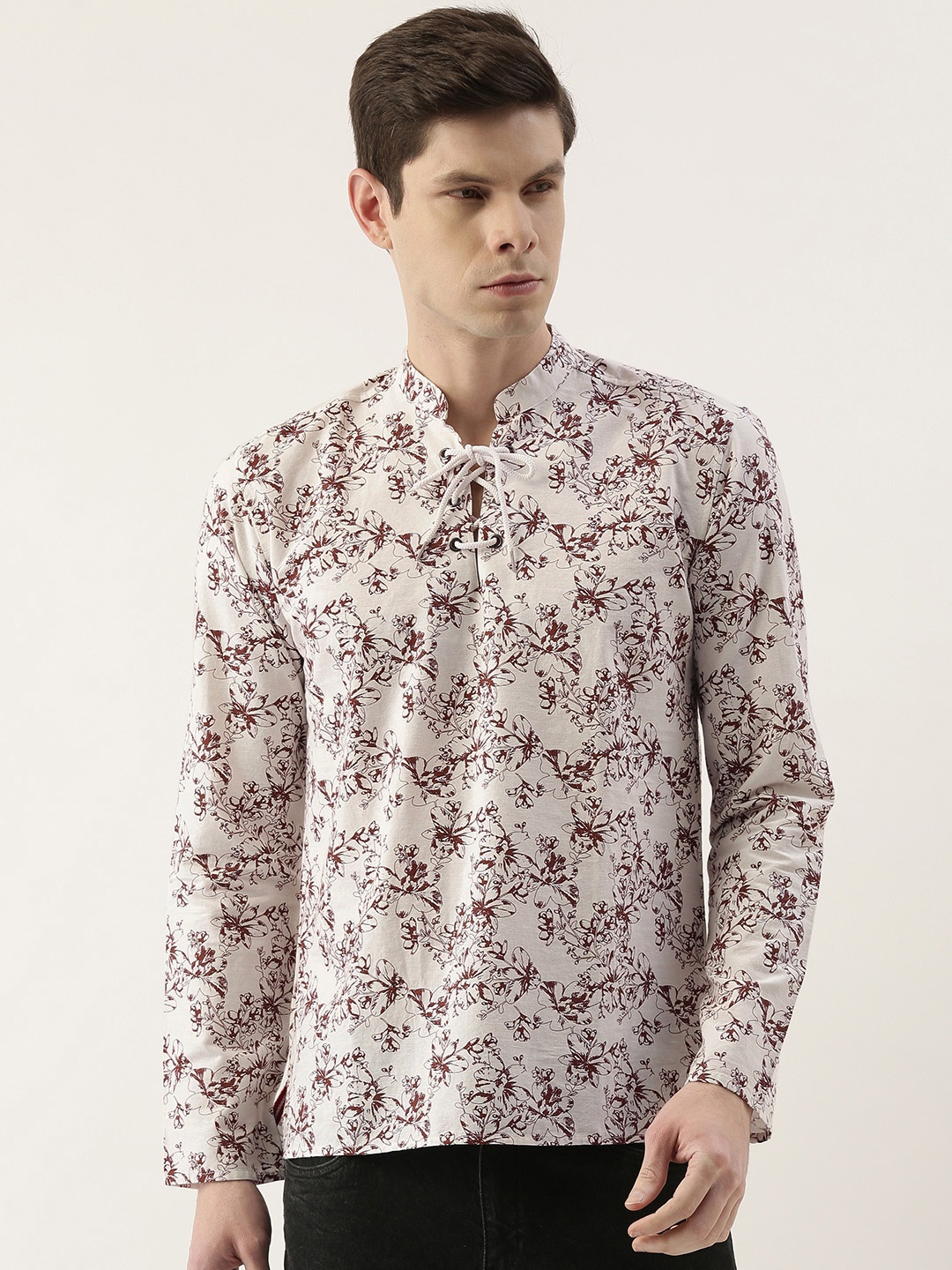 

Bene Kleed Men White Slim Fit Floral Printed Casual Shirt