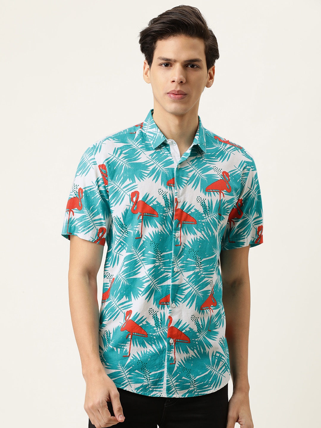 

Bene Kleed Men White Slim Fit Floral Opaque Cotton Printed Casual Shirt