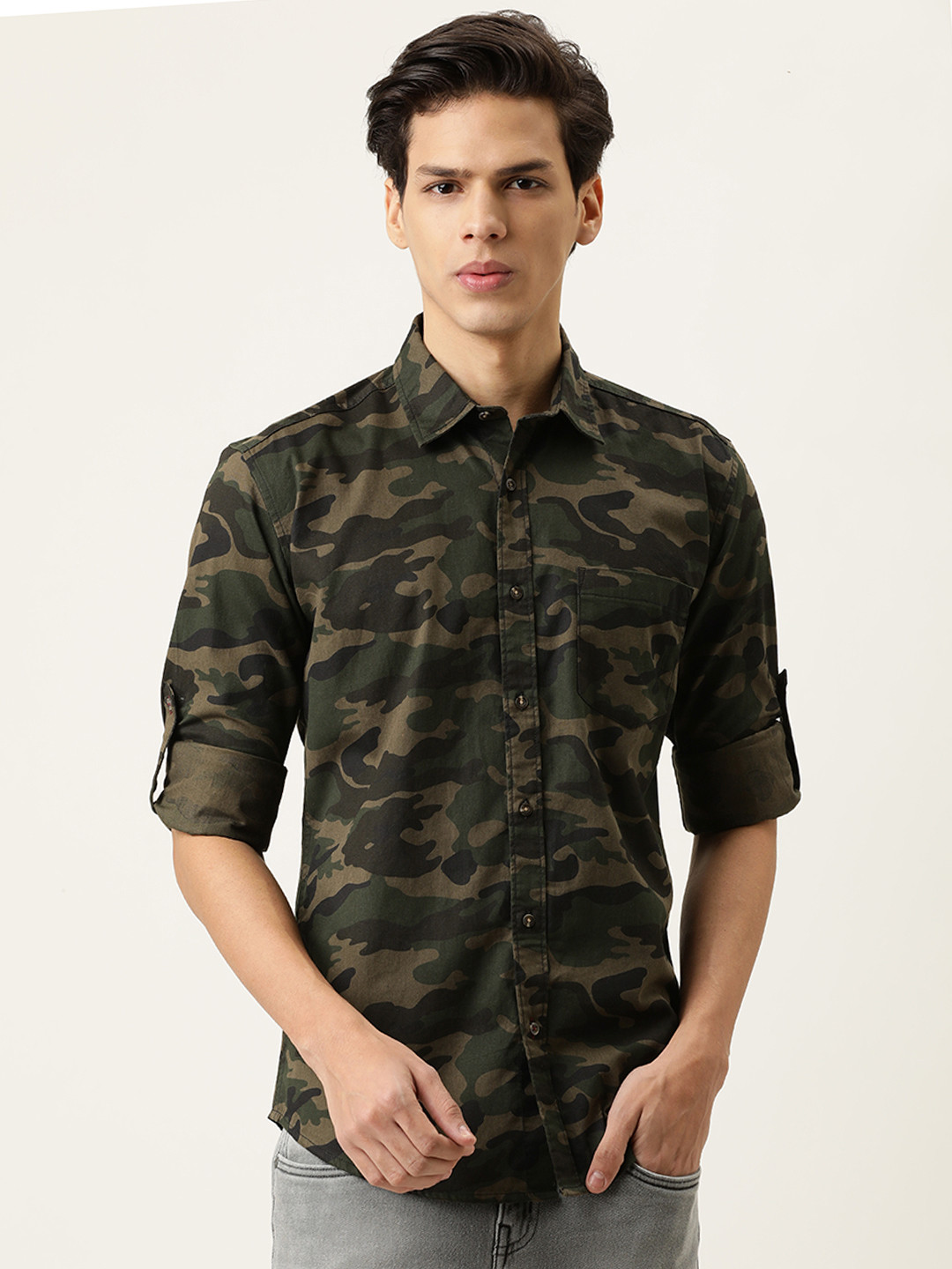 

IVOC Men Brown Slim Fit Opaque Printed Casual Shirt