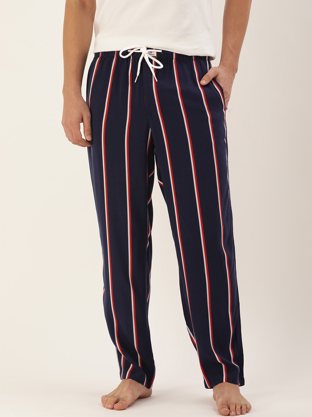 

Bene Kleed Men Navy Blue & Red Striped Lounge Pant