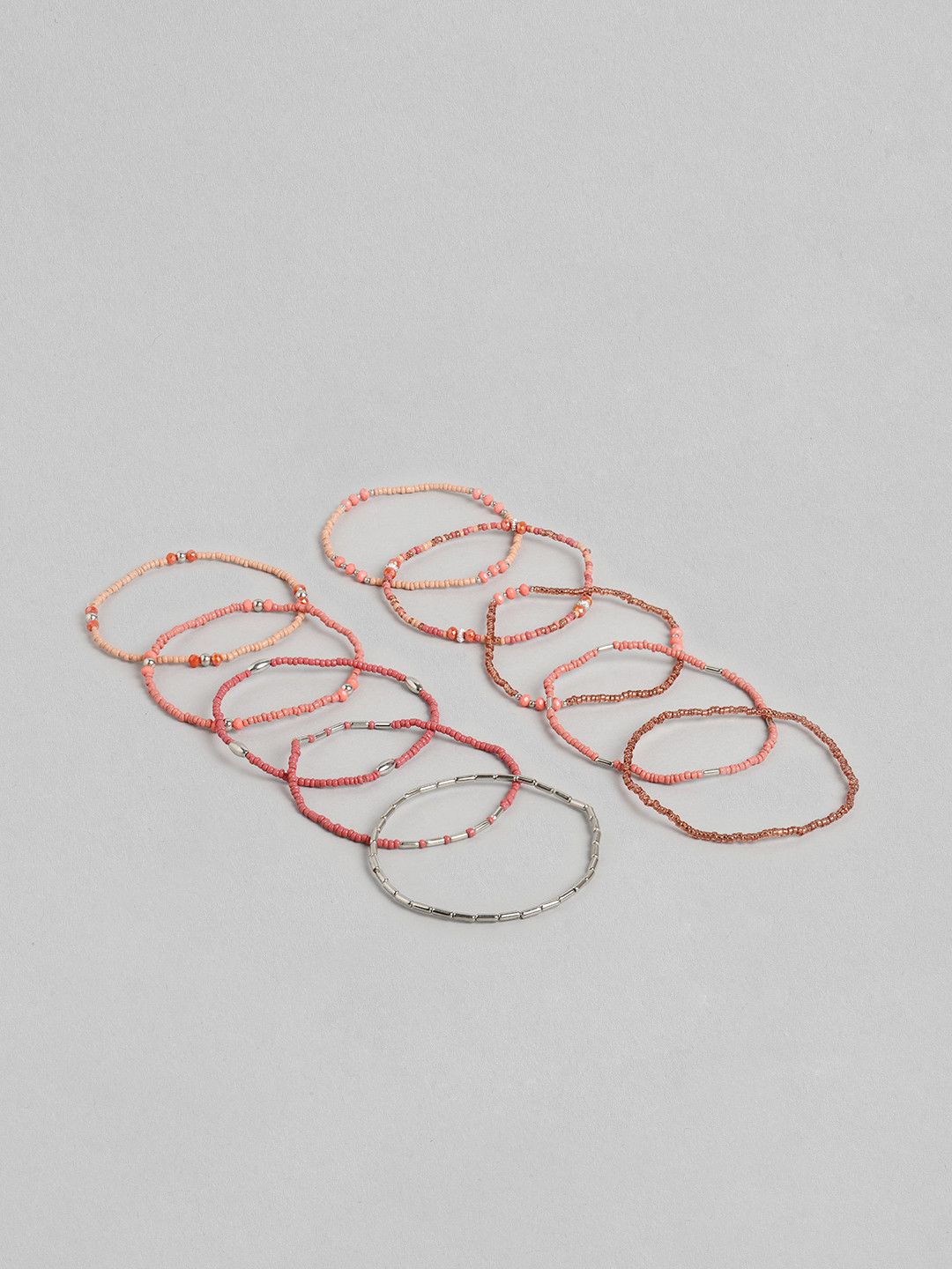 

RICHEERA Women Set of 10 Pink Elasticated Bracelet